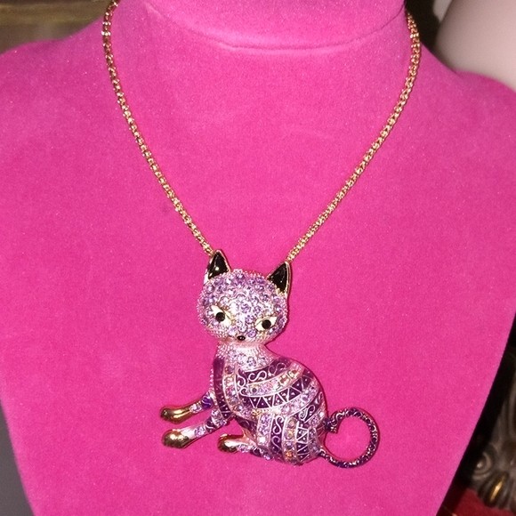 Betsey Johnson Jewelry - Purple Rhinestone Cat Necklace